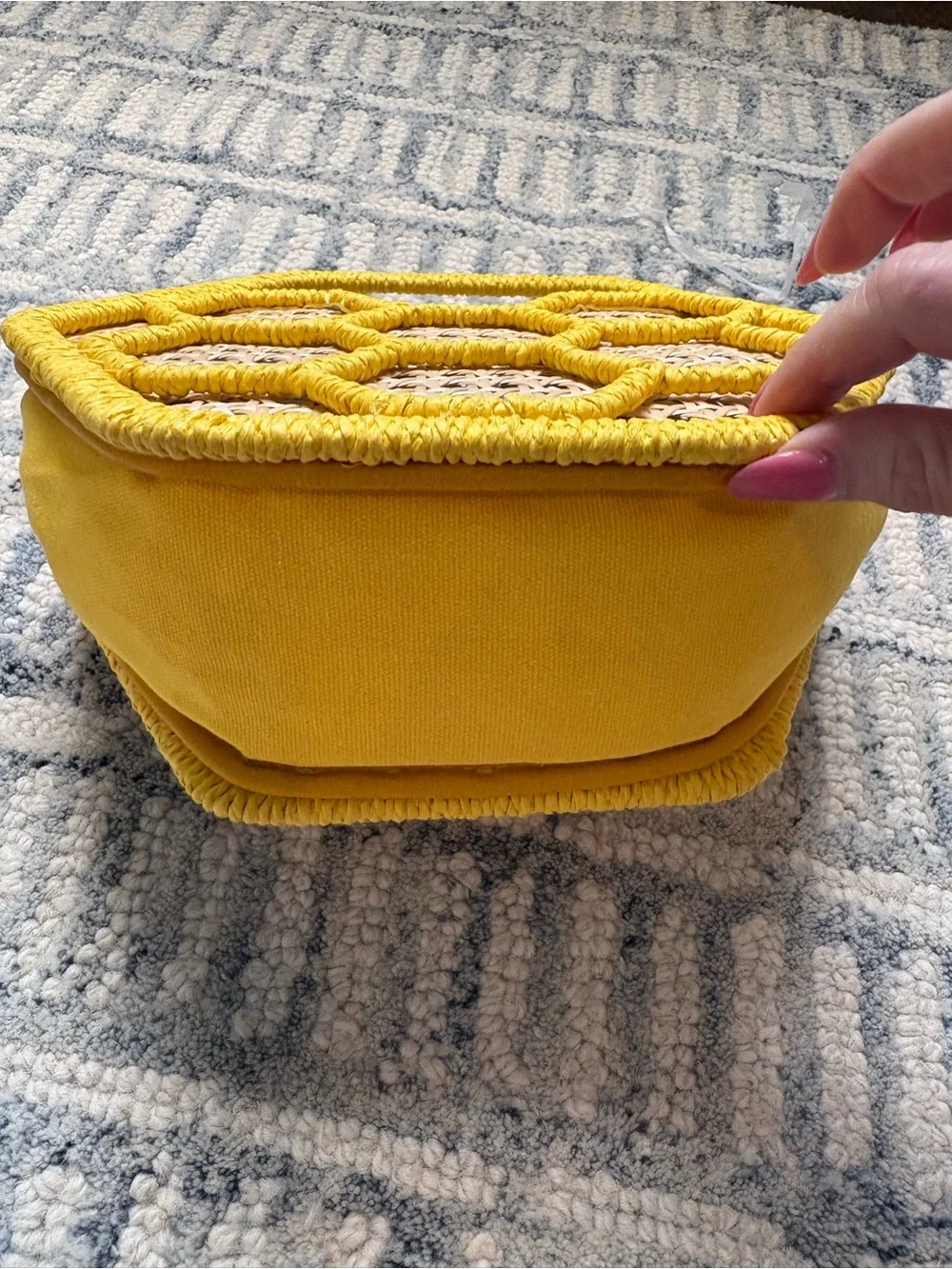 A New Day by Target Yellow Mini Caning Tote with Bee Charm NWT - Picture 8 of 10